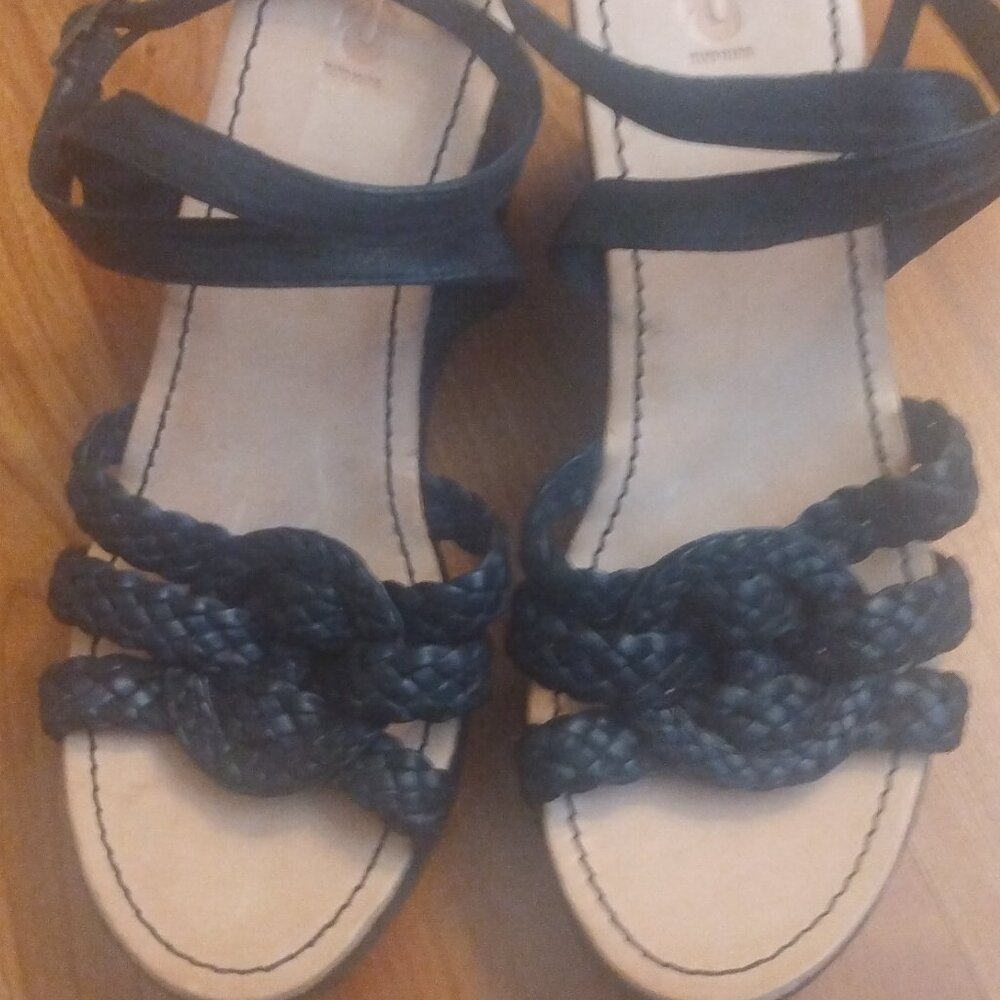 True Religion Leather Ankle Strap Sandals